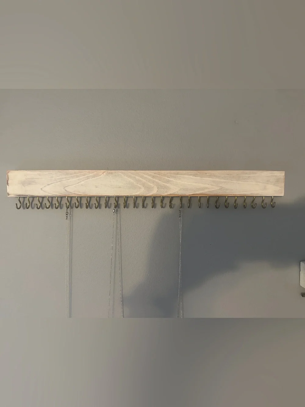 Wooden Jewelry Rack Wall Organizer in Whitewash
